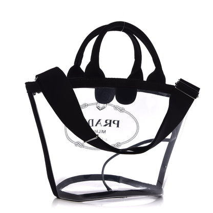 Prada Plexiglass Canapa Small Shopper Tote Black 4 of 7