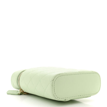 Chanel Caviar Quilted Phone Holder With Chain Light Green 4 of 13