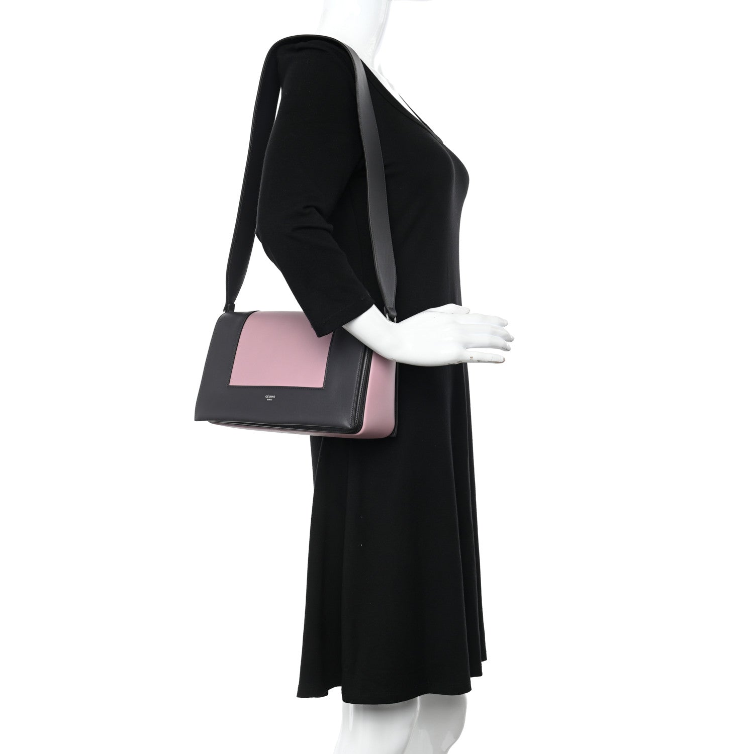 Celine Shiny Smooth Calfskin Medium Frame Shoulder Bag Liquorice Antique Rose 2 of 9