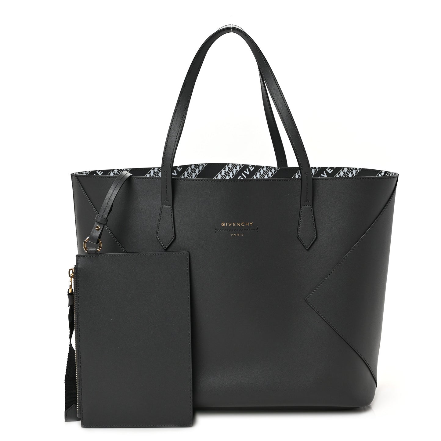 Smooth Calfskin Wing Shopper Tote Grey White