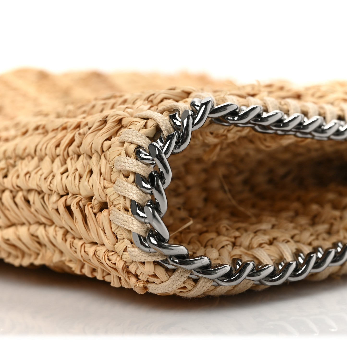 Raffia Mini Falabella Fold Over Tote Natural