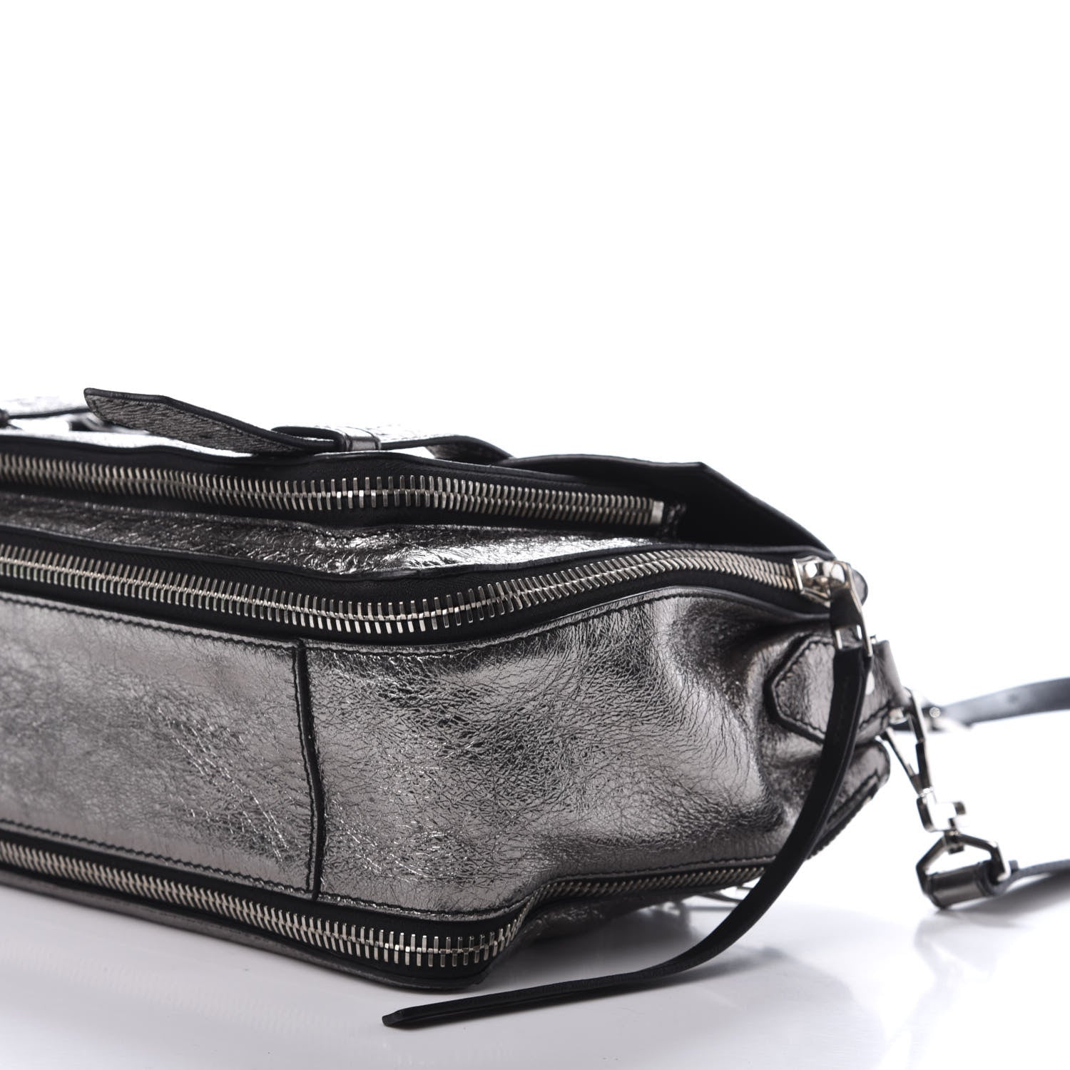 Proenza Schouler Metallic Paper Lambskin Medium PS1 Plus Zip Satchel Dark Silver 7 of 11