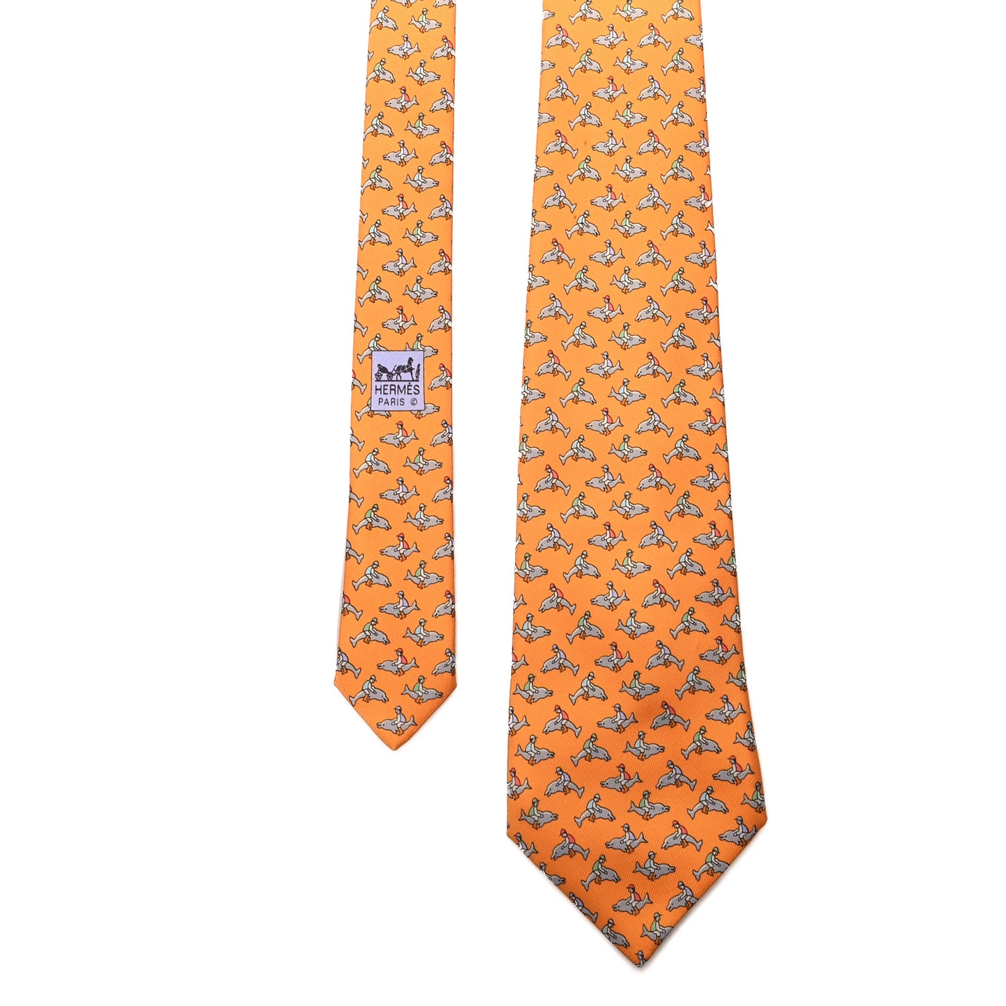Printed Silk Mens Neck Tie Orange