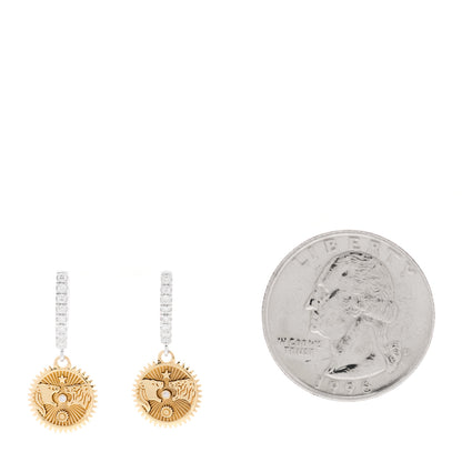 Foundrae 18K Yellow White Gold Diamond Strength Miniature Medallion Earrings 2 of 6
