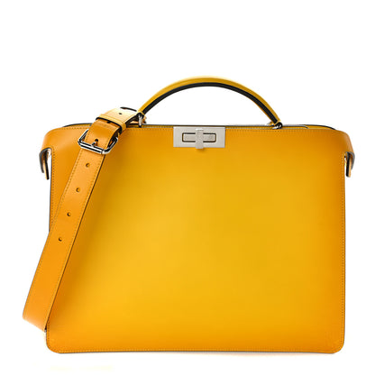 Fendi Vitello King Tamponato FF 1974 Medium Peekaboo I SEE U Satchel Mimosa 1 of 11