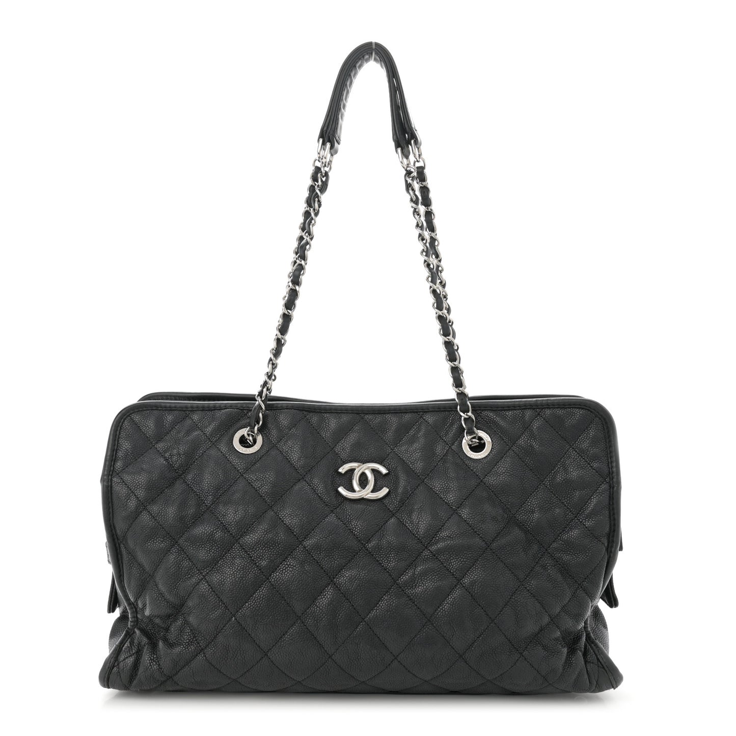 Caviar Quilted French Riviera Tote Black
