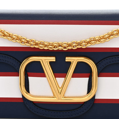 Valentino Garavani Calfskin Striped Vlogo Loco Shoulder Bag White Rouge Pur Worker 8 of 10