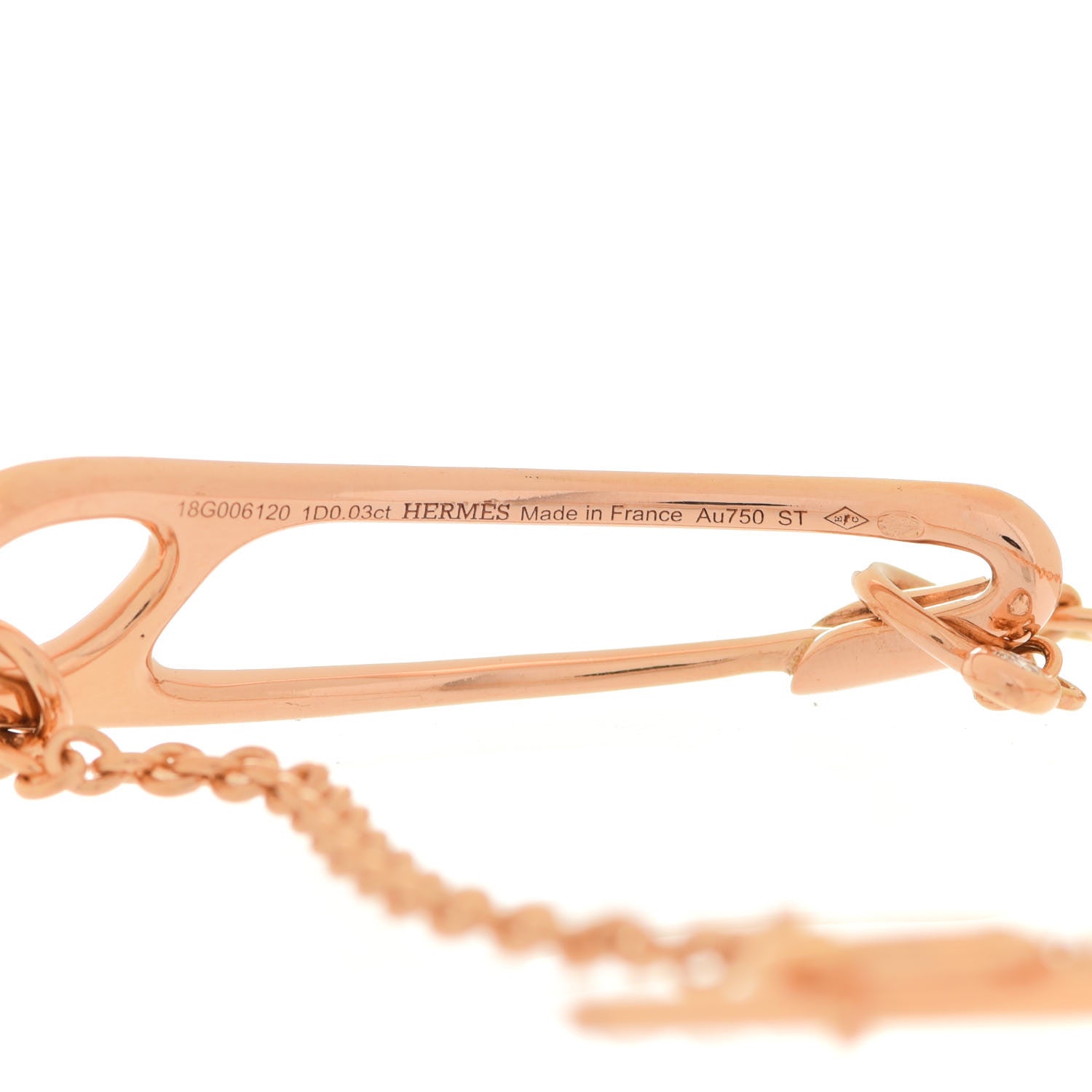 Hermes 18K Rose Gold Diamond MM Chaine d'Ancre Punk Bracelet SH 4 of 5