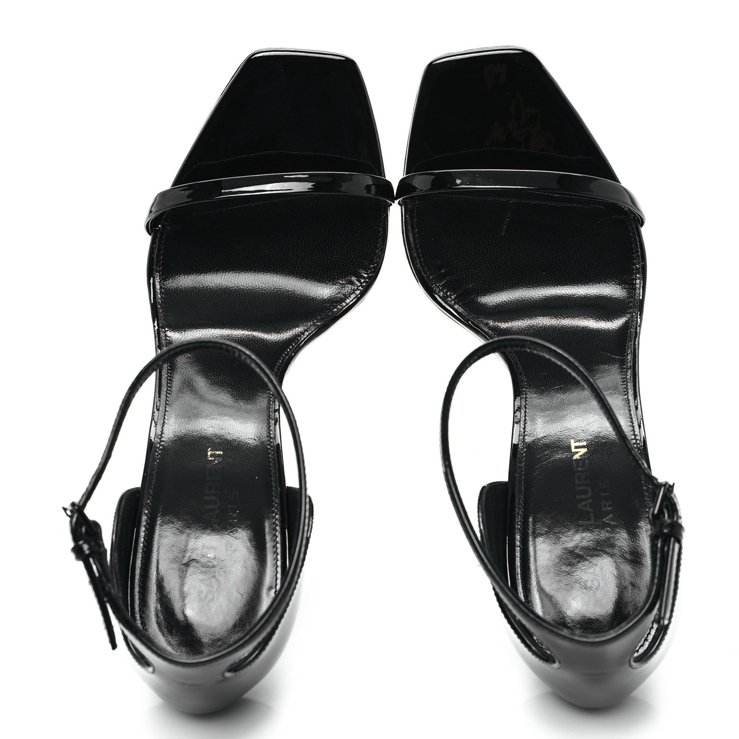 Saint Laurent Patent Calfskin Opyum 110 Sandals 39.5 Black 2 of 9
