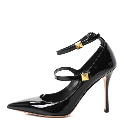 Valentino Garavani Patent Tiptoe Ankle Strap 100mm Pumps 41 Black 1 of 8