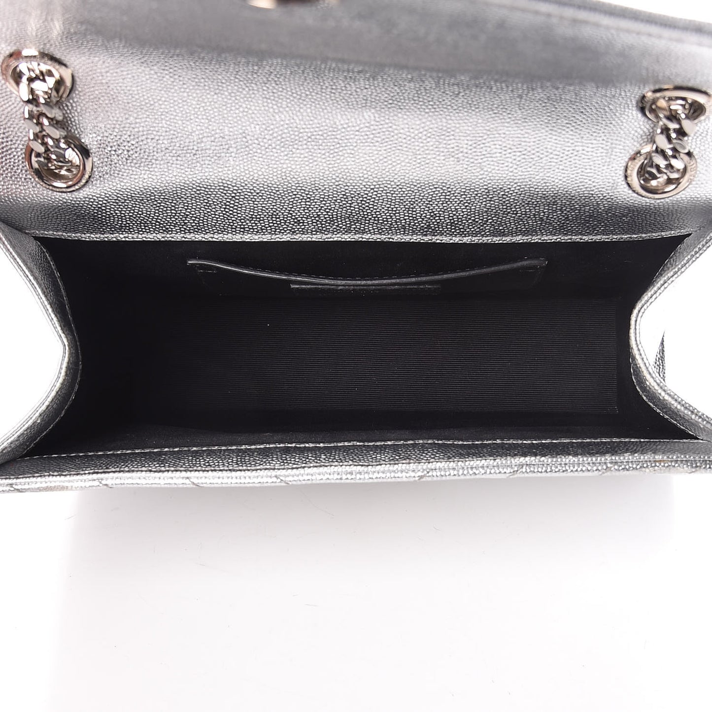 Metallic Grain De Poudre Matelasse Medium Monogram Satchel Silver