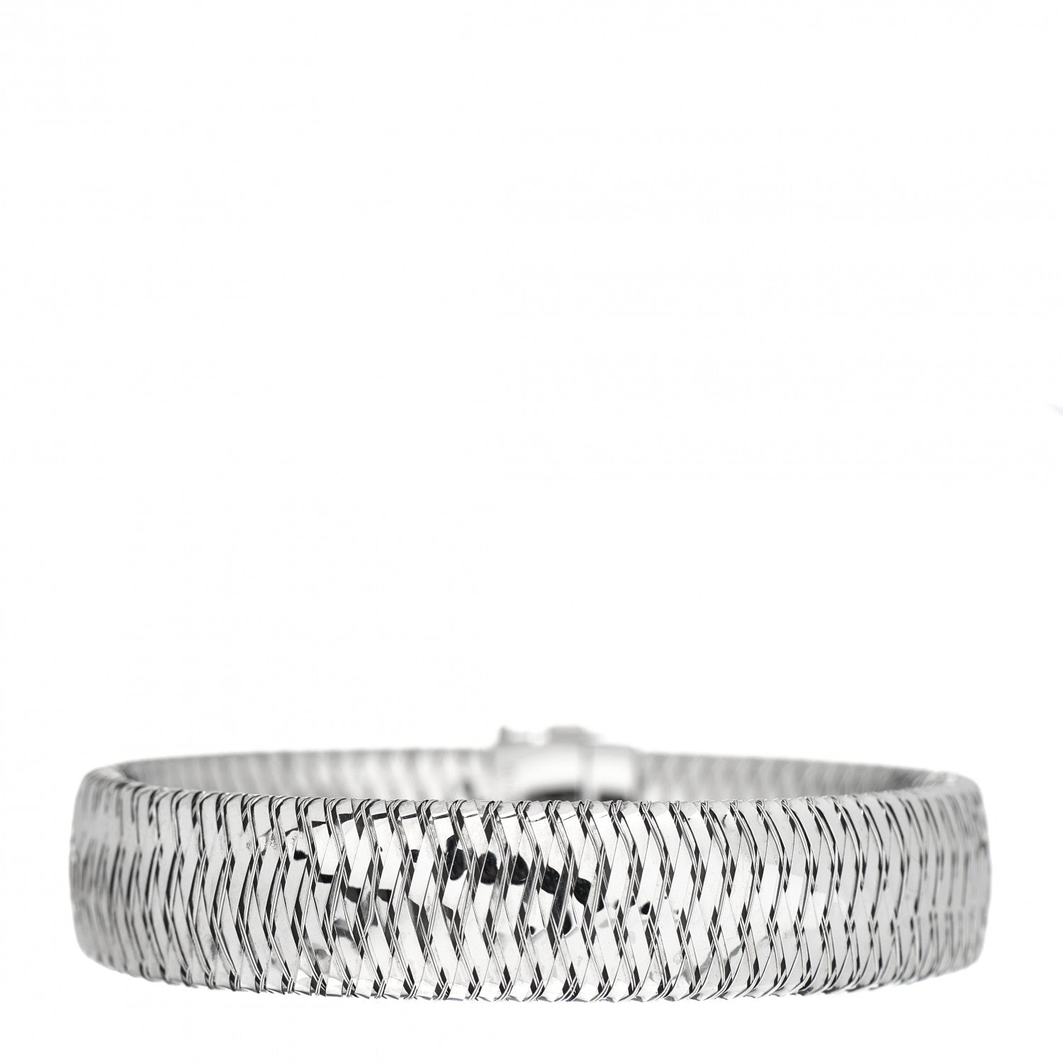 Roberto Coin 18K White Gold Diamond XL Primavera Bangle Bracelet 3 of 4
