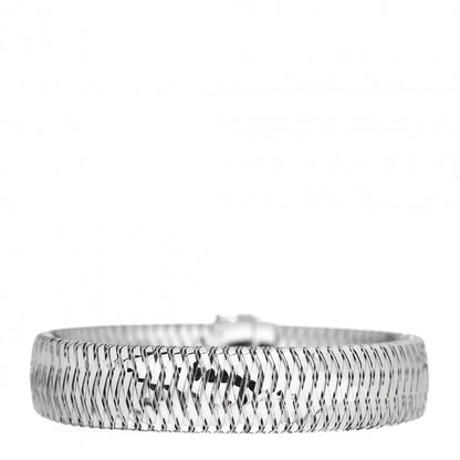Roberto Coin 18K White Gold Diamond XL Primavera Bangle Bracelet 3 of 4