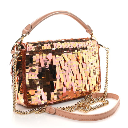 Fendi Sequin Paillettes Vitello Grace Sex and the City Mini Baguette Baby Pink 3 of 10