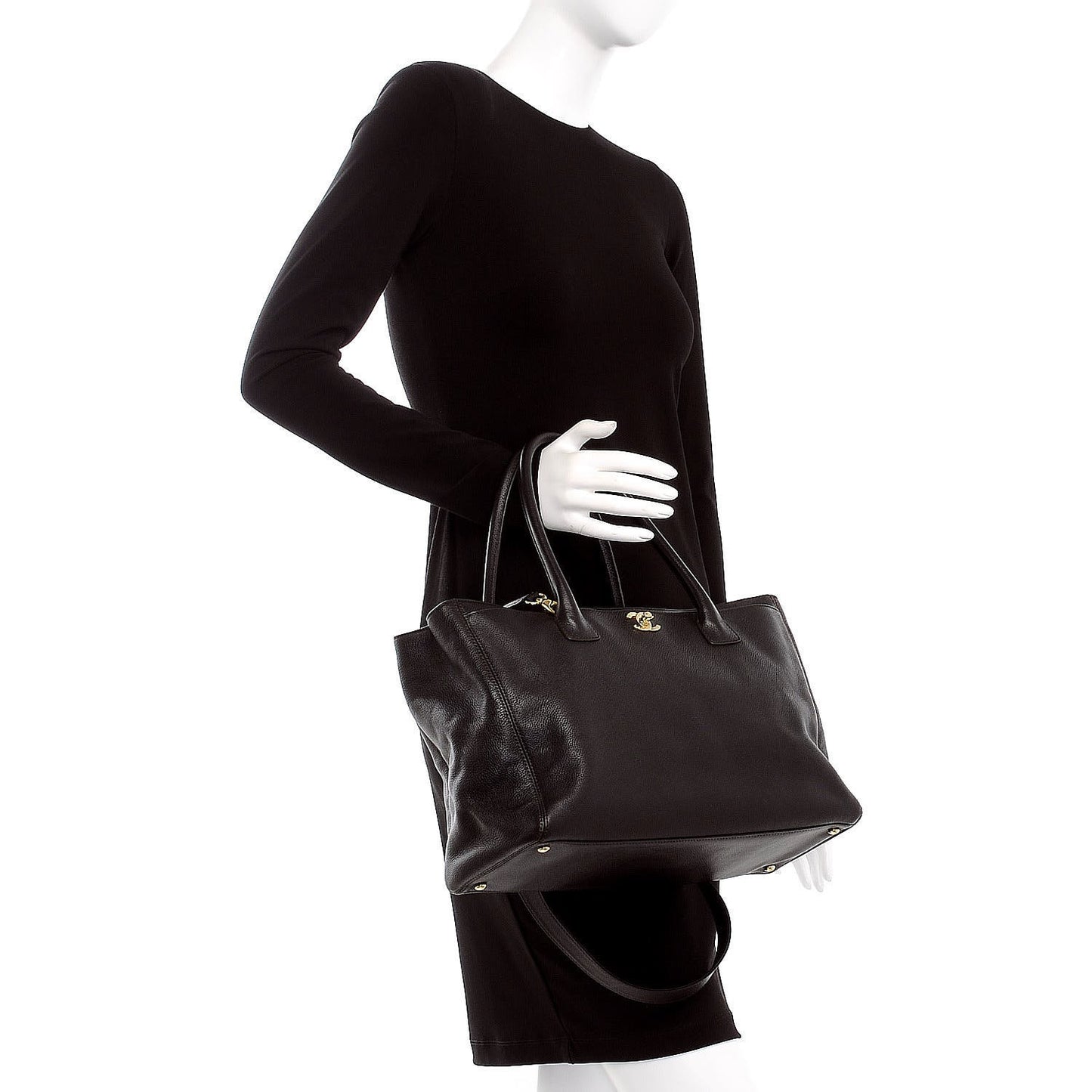 Calfskin Cerf Executive Shopper Tote Dark Brown