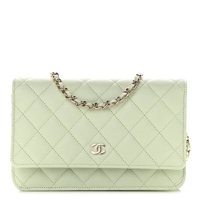 Chanel Caviar Quilted Wallet On Chain WOC Light Green 1 of 10
