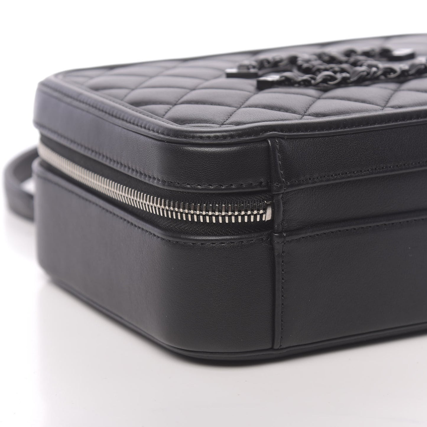 Calfskin Quilted Medium CC Filigree Vanity Case Black