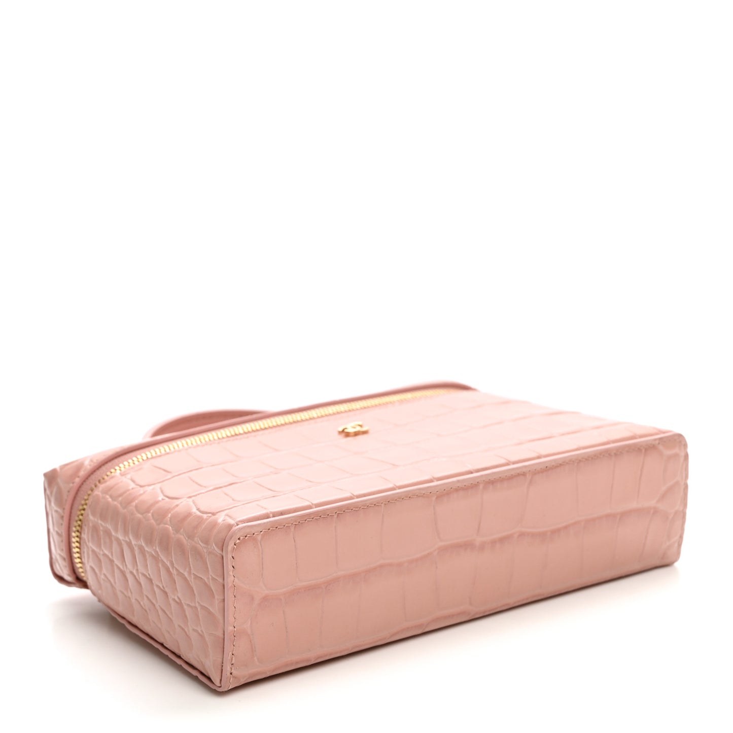 Calfskin Crocodile Embossed Crococo Exoticoco Vanity With Chain  Light Pink