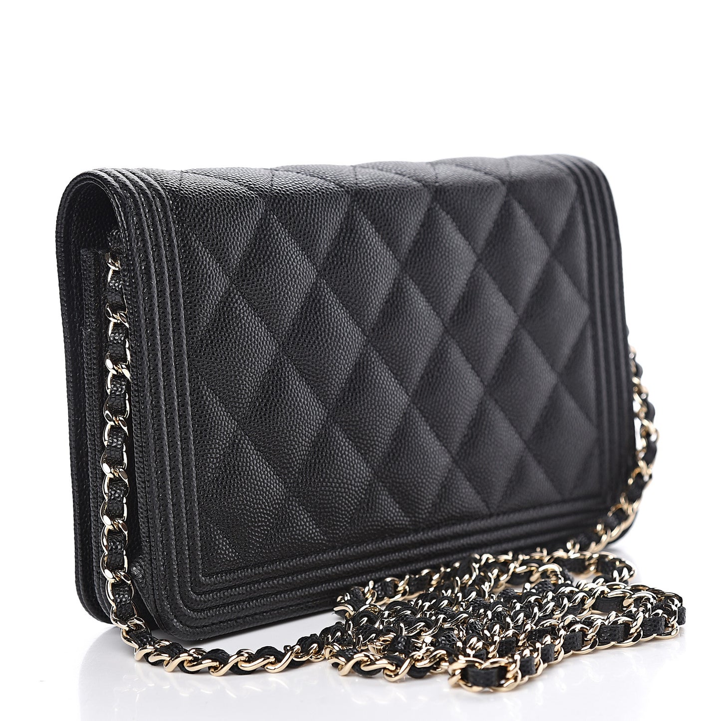 Caviar Quilted Boy Wallet On Chain WOC Black