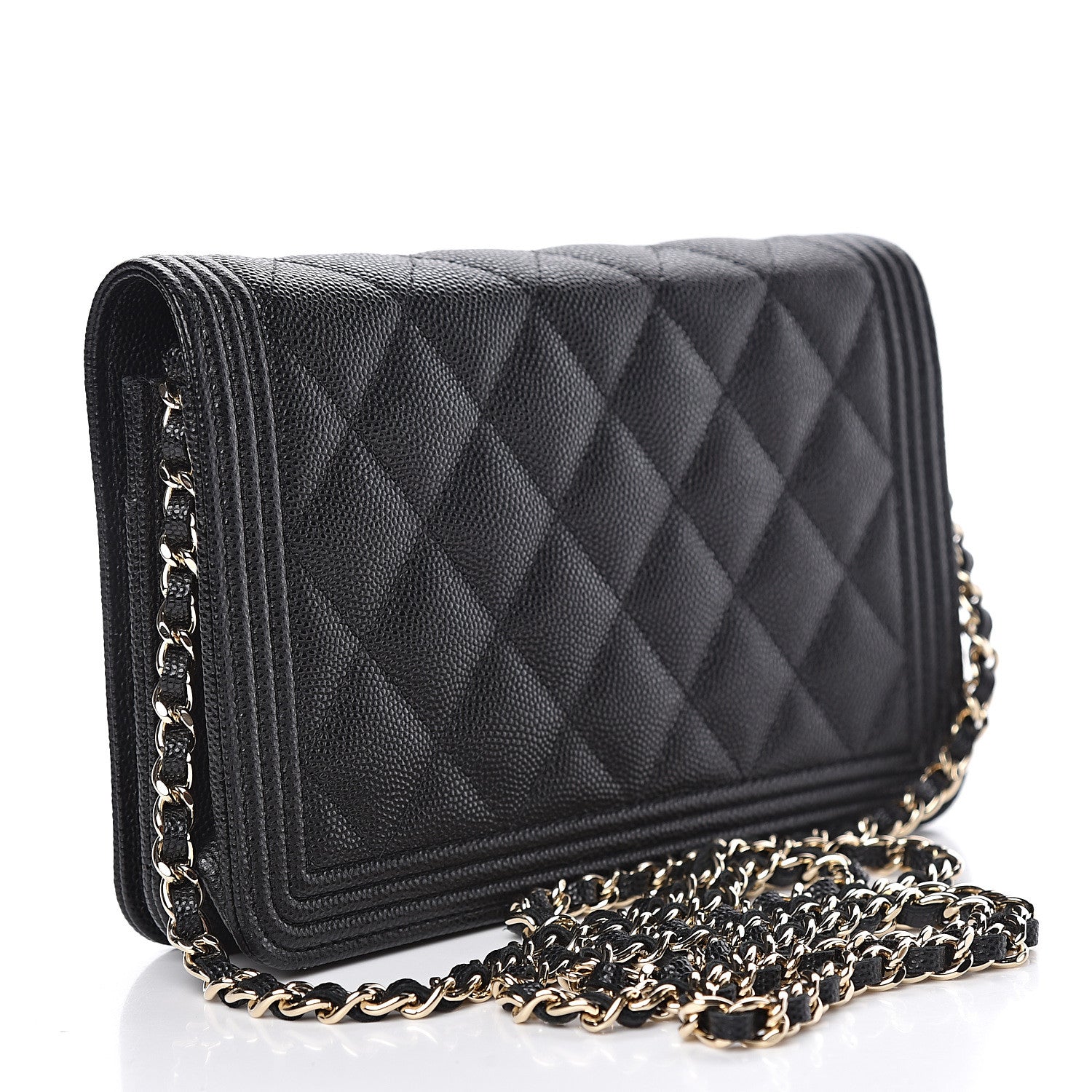 Chanel Caviar Quilted Boy Wallet On Chain WOC Black 3 of 12