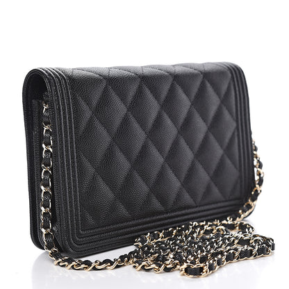 Chanel Caviar Quilted Boy Wallet On Chain WOC Black 3 of 12