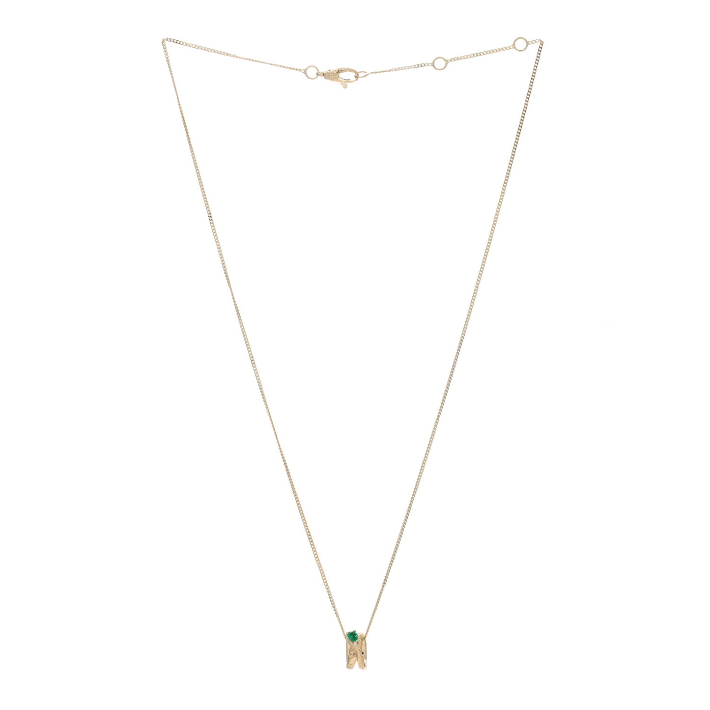 18K Yellow Gold Emerald Ouroboros Snake Necklace
