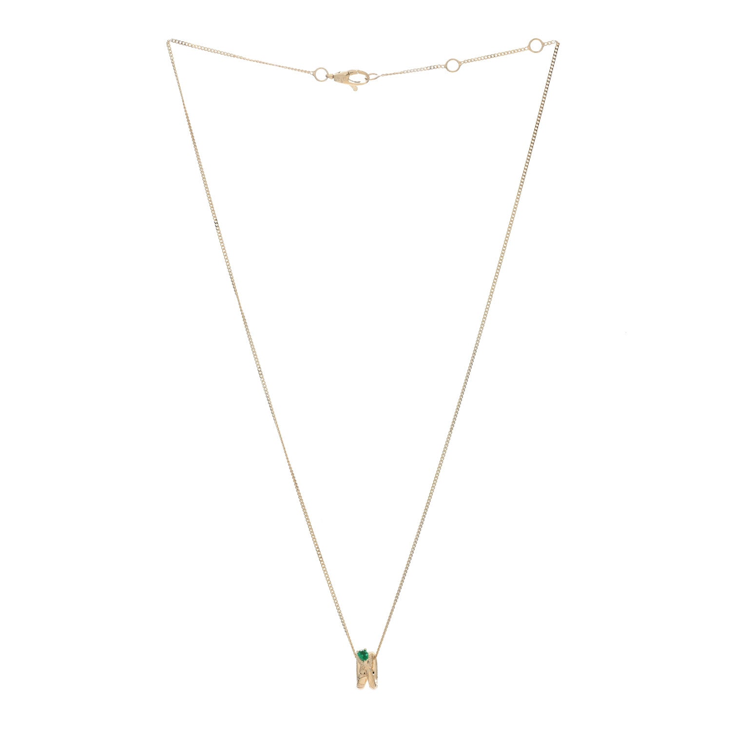 Gucci 18K Yellow Gold Emerald Ouroboros Snake Necklace 2 of 4