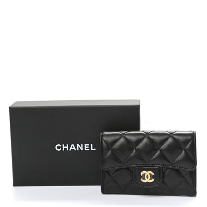 Chanel Lambskin Quilted Flap Card Holder Wallet Black 9 of 9