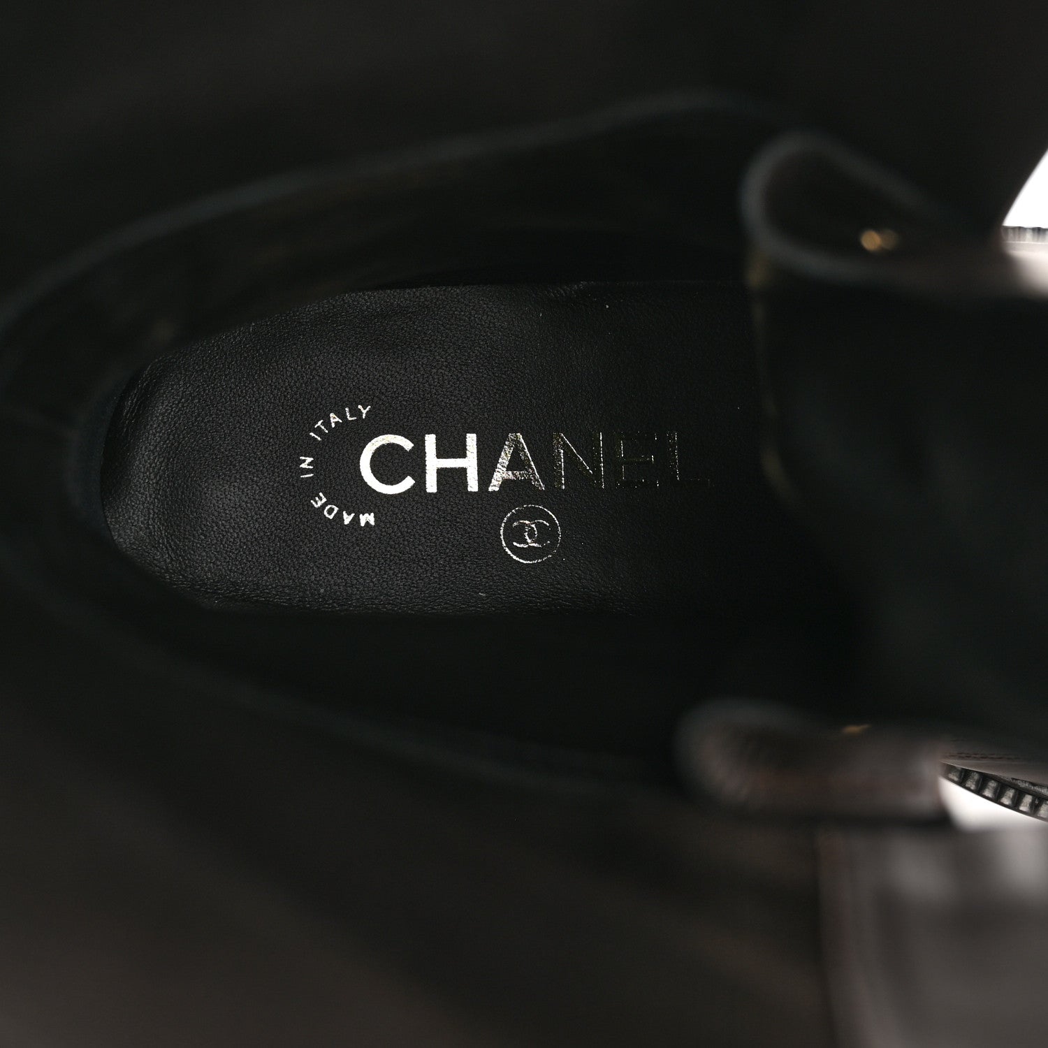 Chanel Shiny Calfskin Lace Up Combat Boots 38.5 Dark Brown Black 7 of 9