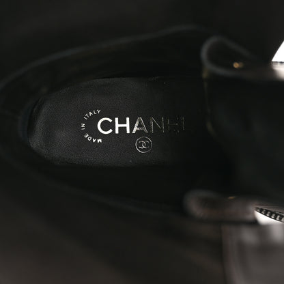 Chanel Shiny Calfskin Lace Up Combat Boots 38.5 Dark Brown Black 7 of 9