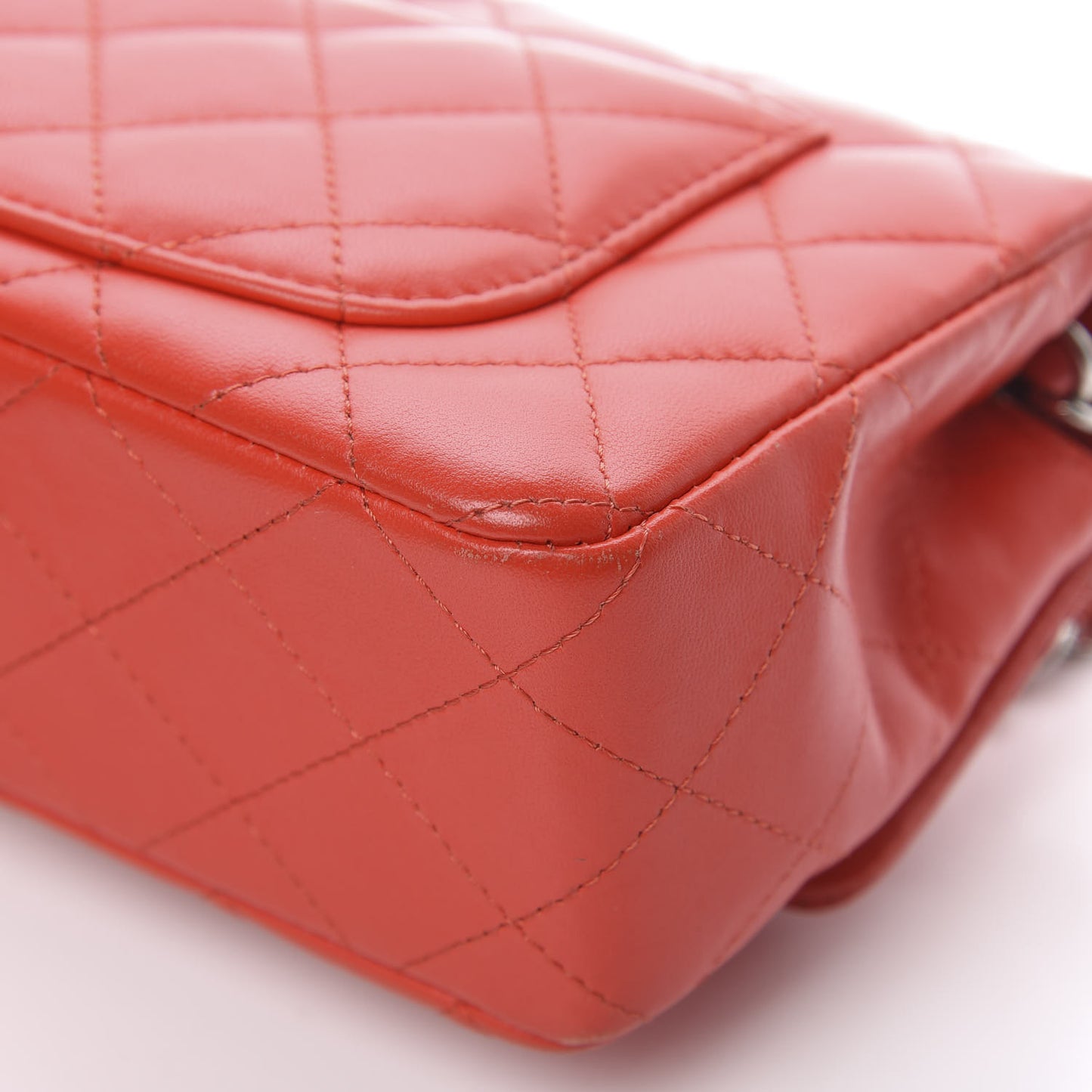 Lambskin Quilted Mini Rectangular Flap Red