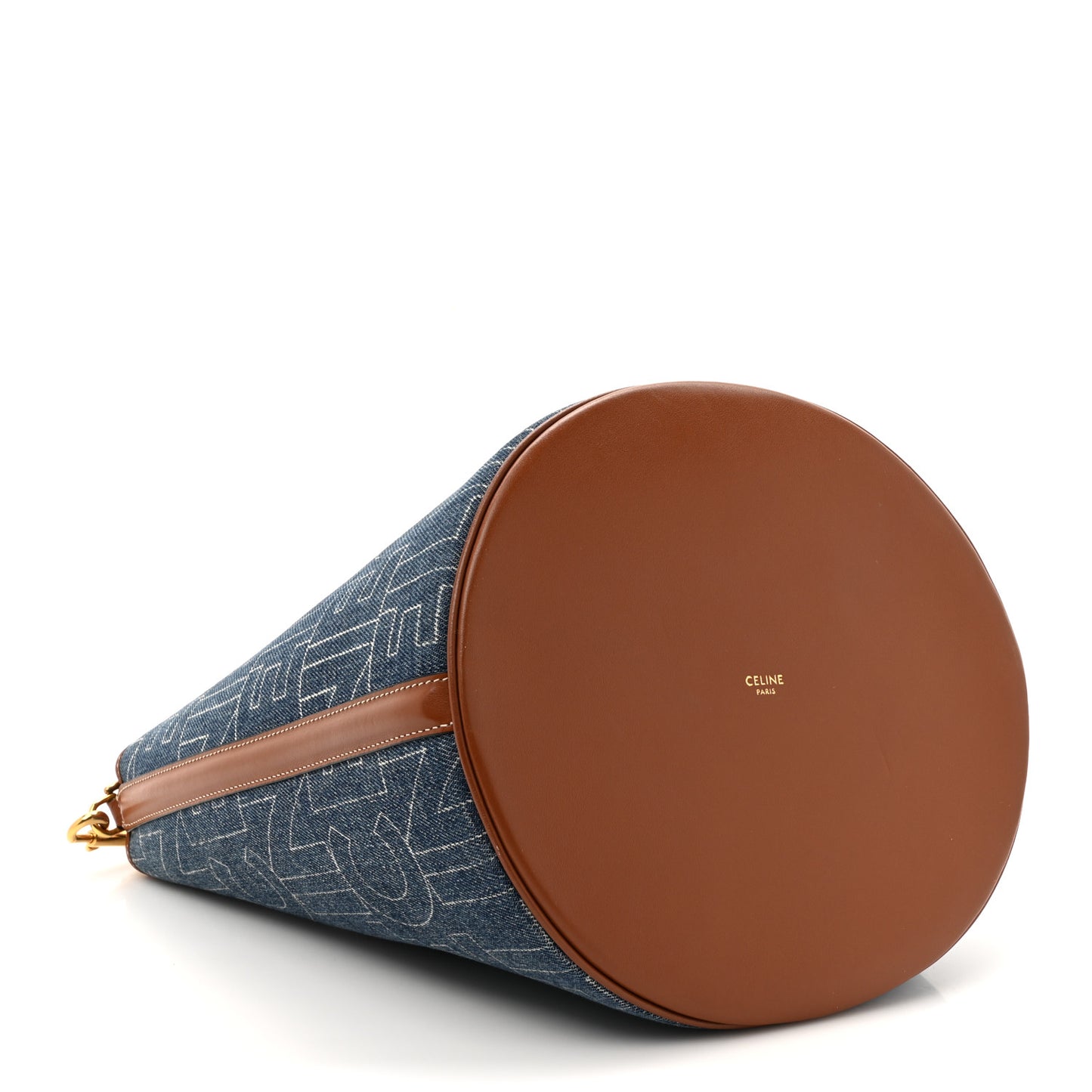 Denim Calfskin Logo Bucket 16 Bag Blue