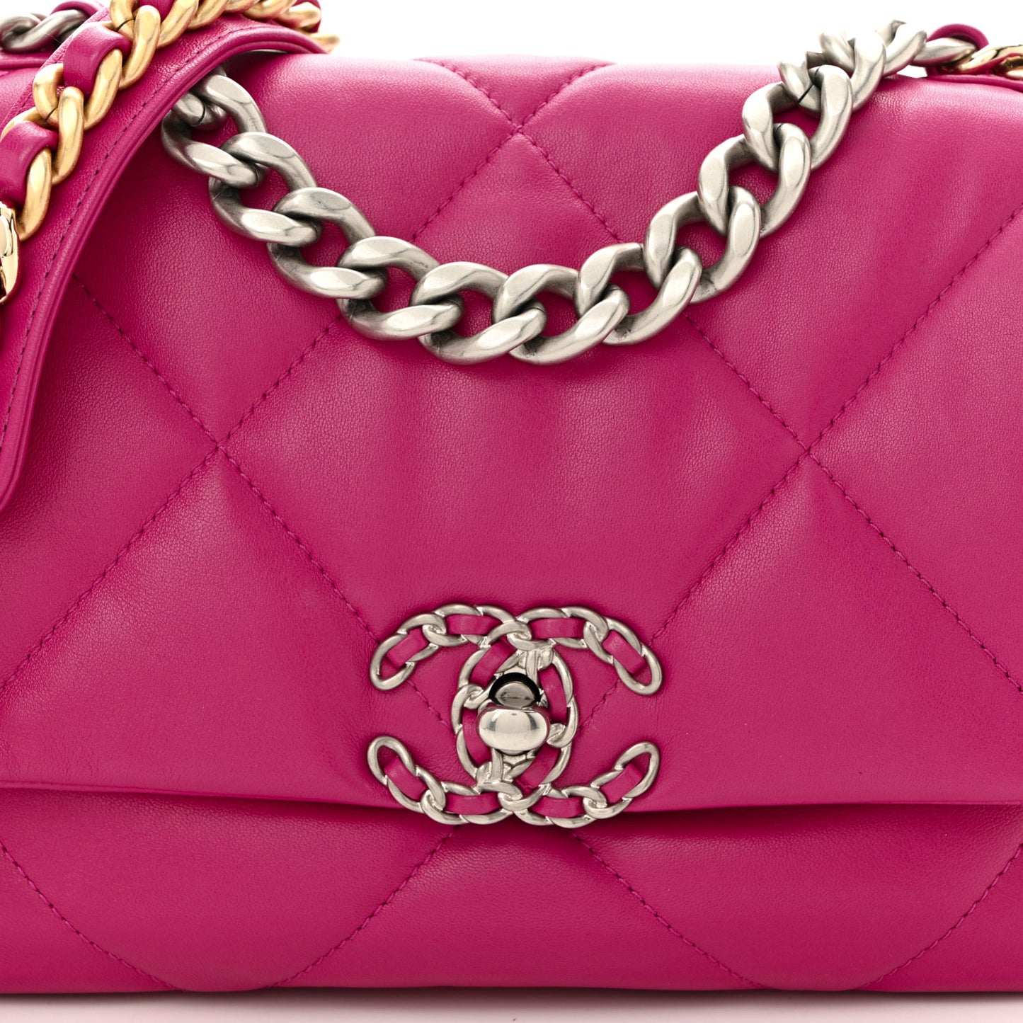 Lambskin Quilted Medium Chanel 19 Flap Dark Pink