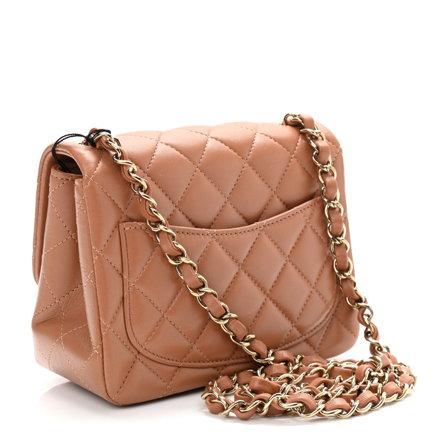 Lambskin Quilted Mini Square Flap Brown