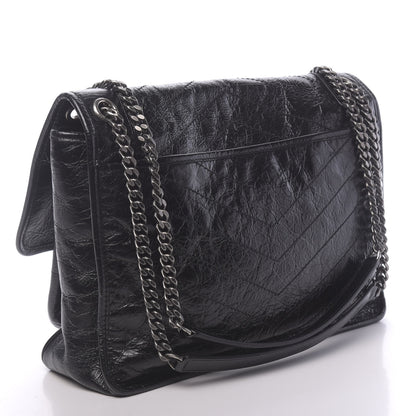 Saint Laurent Crinkled Calfskin Matelasse Monogram Large Niki Chain Satchel Black 3 of 9
