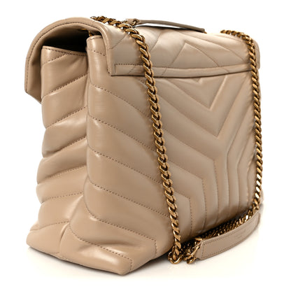Saint Laurent Calfskin Y Quilted Monogram Medium Loulou Chain Satchel Dark Beige 3 of 11