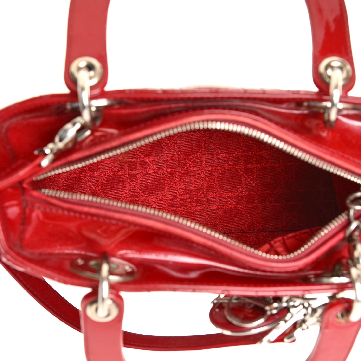 Christian Dior Patent Cannage Medium Lady Dior Red 5 of 16