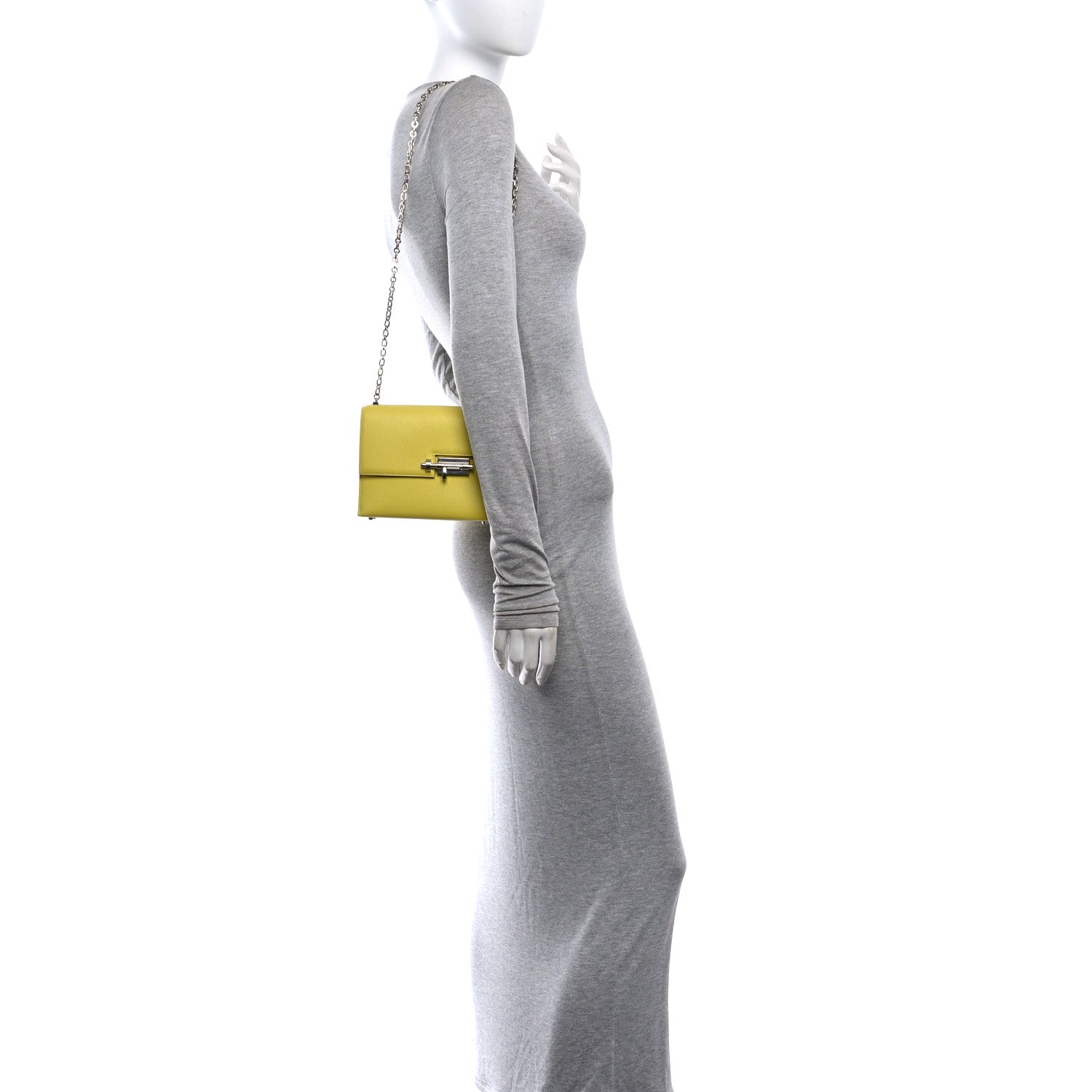 Hermes Chevre Mysore Mini Verrou Chaine Bag Lime 2 of 10
