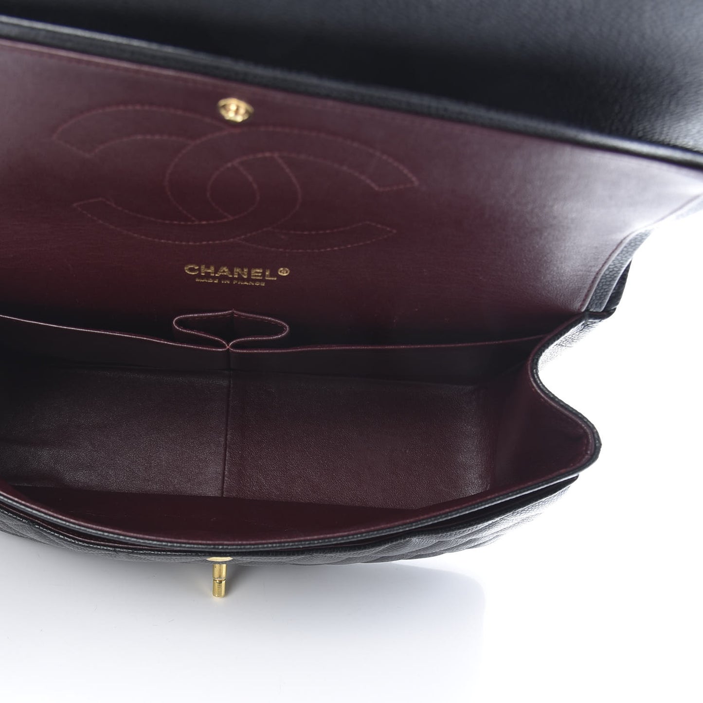 Caviar Quilted Jumbo Double Flap Black