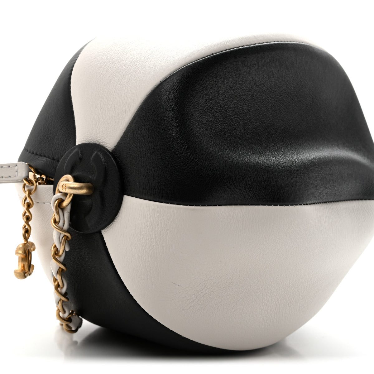 Calfskin Coco Beach Ball Bag White Black