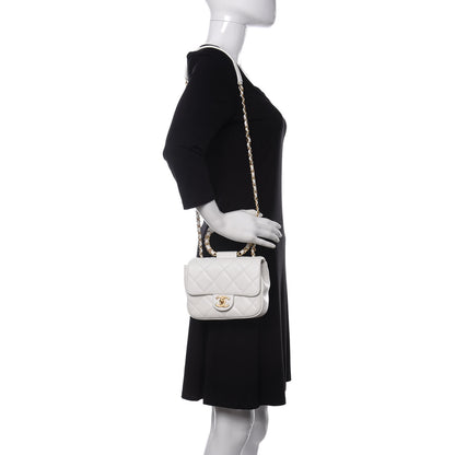 Chanel Lambskin Quilted Small In The Loop Handle Flap Bag White 2 of 10