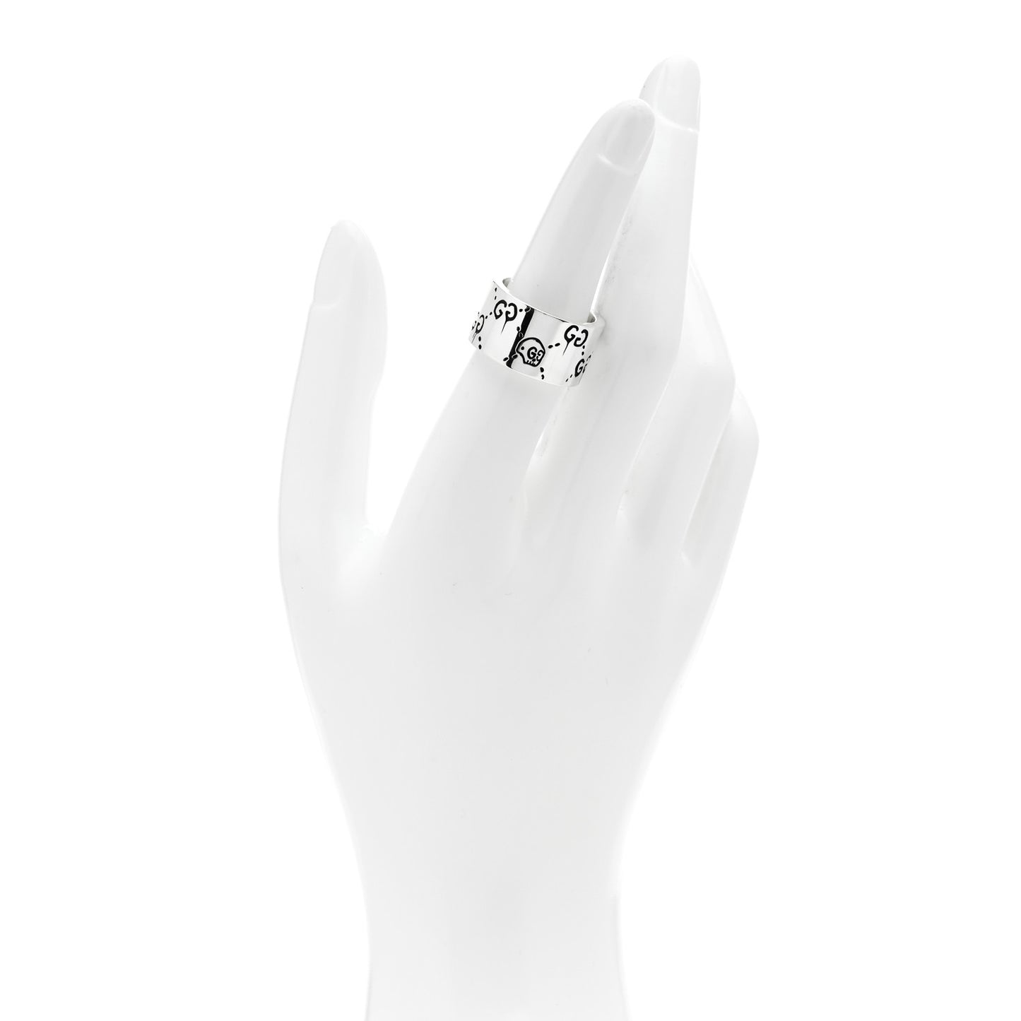 Sterling Silver GucciGhost Hamlet Skull Band Ring 54 7