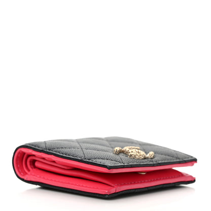 Chanel Caviar Metal Perforated Quilted Compact Bifold Wallet Black 4 of 7