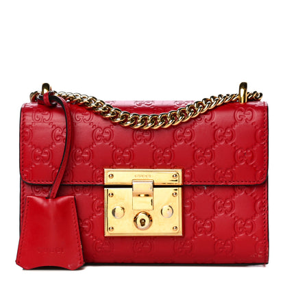 Gucci Guccissima Small Padlock Shoulder Bag Hibiscus Red 1 of 19