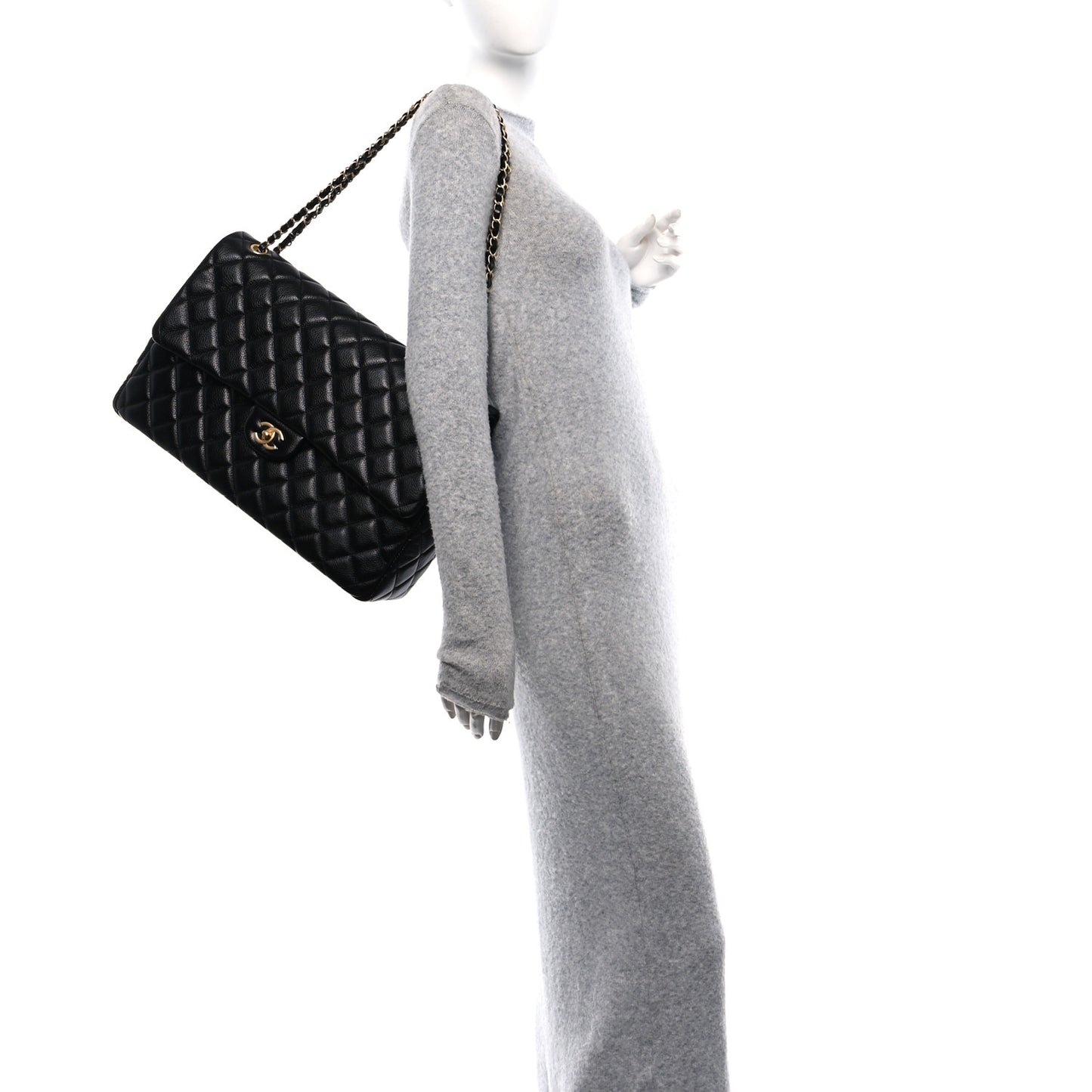 Caviar Quilted XXL Travel Flap Bag Black