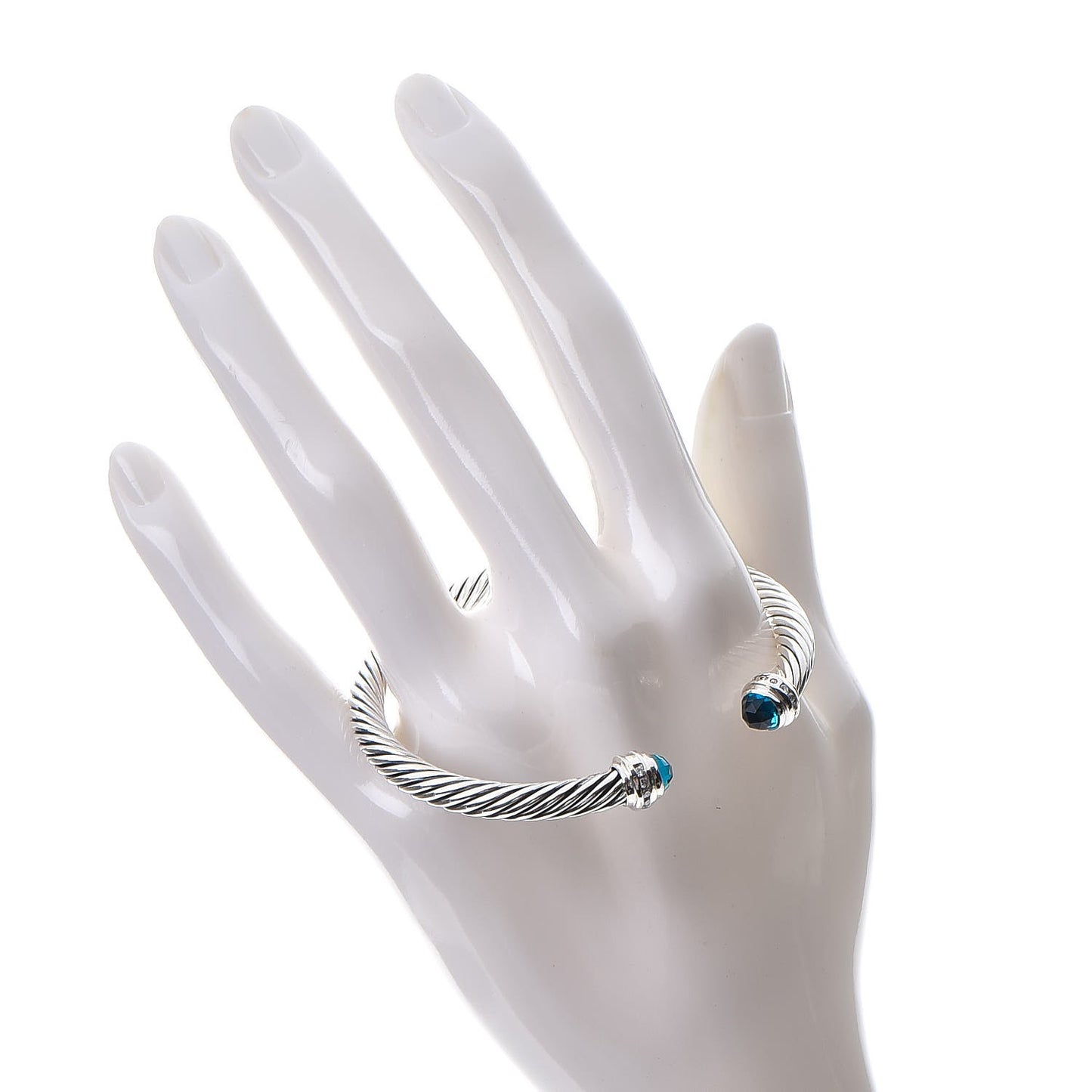 Sterling Silver Diamond Blue Topaz 5mm Cable Classics Bracelet
