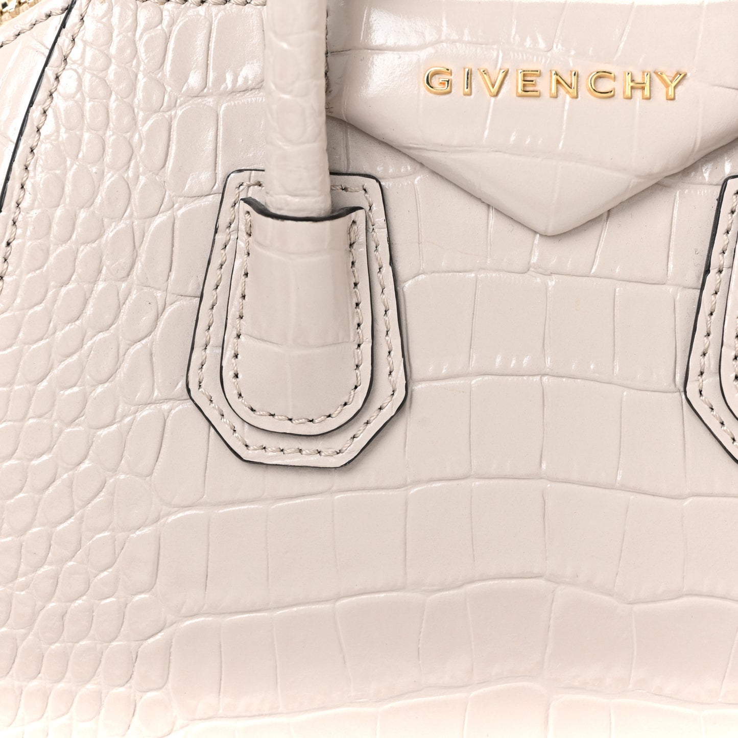 Calfskin Crocodile Embossed Mini Antigona Dune