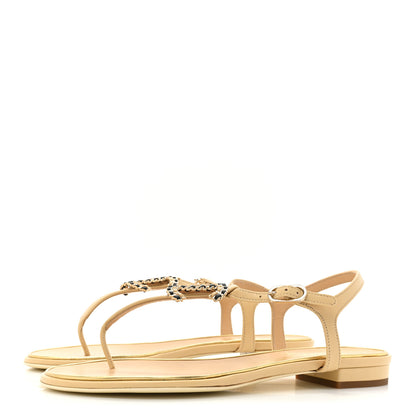 Chanel Lambskin CC Chain Thong Sandals 36.5 Beige 3 of 9