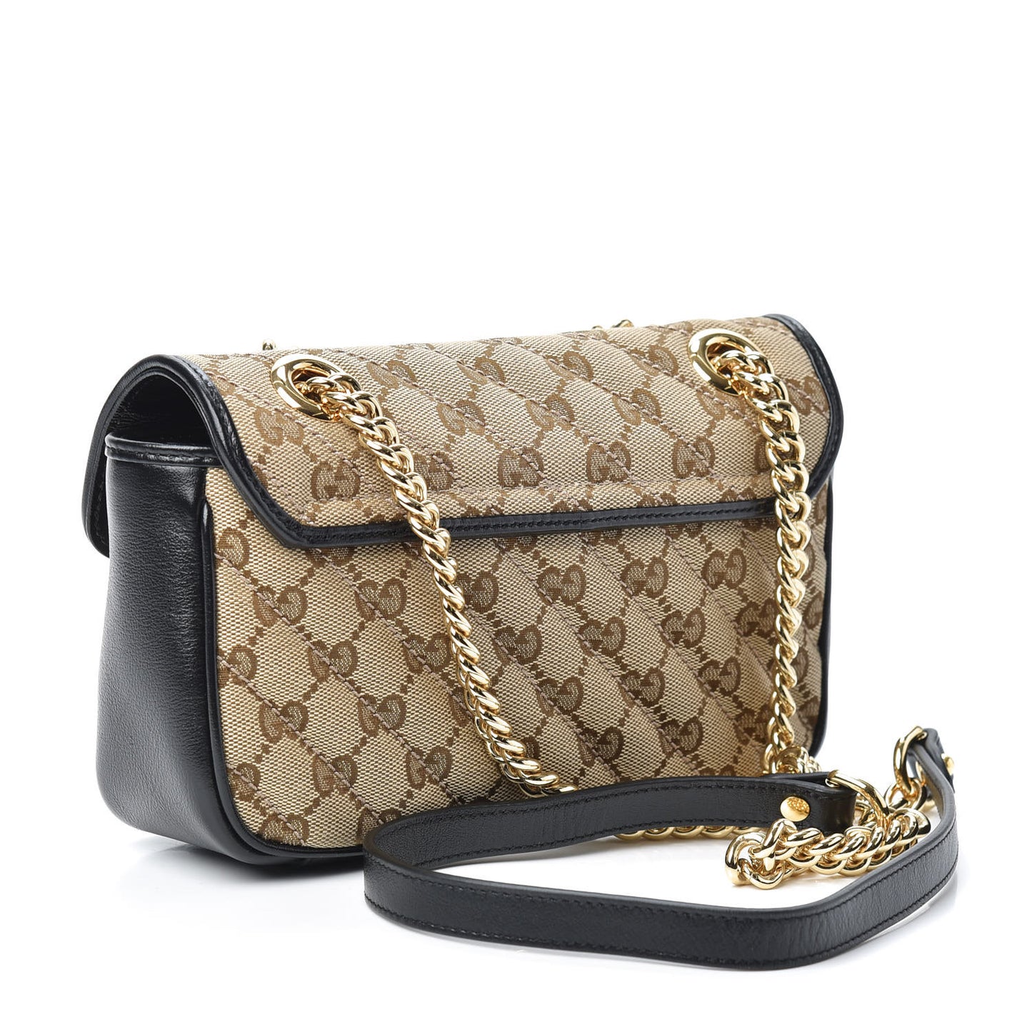 Monogram Matelasse Diagonal Mini GG Marmont Shoulder Bag Beige Black