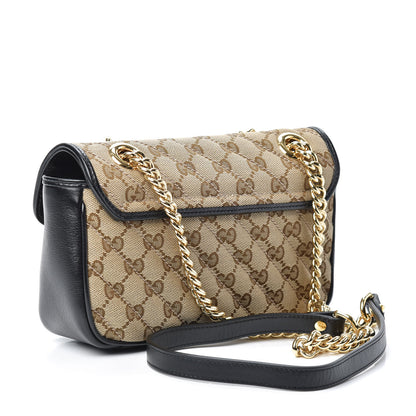 Gucci Monogram Matelasse Diagonal Mini GG Marmont Shoulder Bag Beige Black 3 of 8